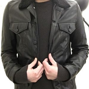 ASOS Men's Slim Leather Biker Jacket - XXS / XS